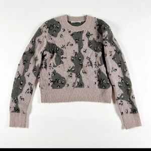 Allsaints Asko Camo Print Pattern Wool Blend Crew size L